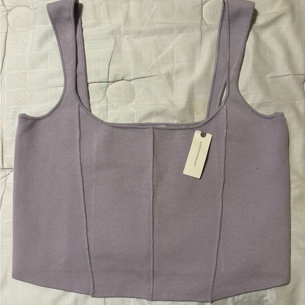 Anthropologie Lavender Fitted Bustier Crop Top